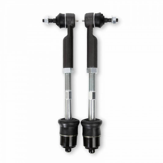 Two identical automotive parts, likely the Cognito Alloy Series Tie Rod Kit from Cognito Motorsports, are stood upright side by side against a plain, white background. Each part has a black top, a hexagonal joint in the middle, and a threaded metal rod with a black rubber boot at the bottom—perfect for your 01-10 Silverado/Sierra 2500/3500 2WD/4WD.