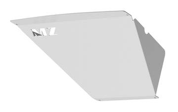 Introducing the 2007-2013 Chevy 1500 Skid Plate by Mazzulla Offroad, a robust yet minimalist protective accessory. Engineered from durable 5052 aluminum, it features an angled design with a smooth, modern finish and showcases the signature "MZ" logo cut-out for added style.