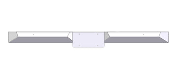 A diagram of the MAZZULLA OFFROAD 2011-2019 GM 2500 Rear Plate Bumper with beveled covers on each end. The bumper, crafted from CNC cut plate steel, features a central mounting plate with screw holes for installation. The design is sleek and minimalistic, with clean lines and a modern appearance.